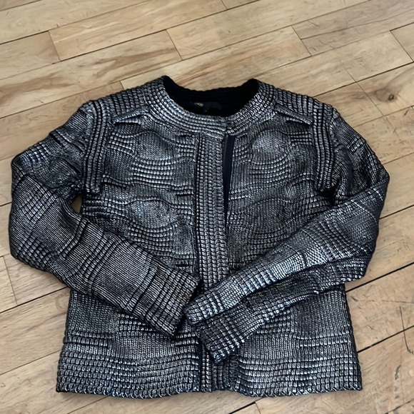 Maje Silver Metallic Jacket Sz